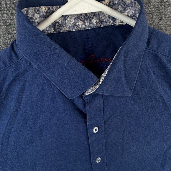 Robert Graham XL Classic Fit Blue Paisley Button Up Shirt Long Sleeve Cotton - Picture 7 of 16